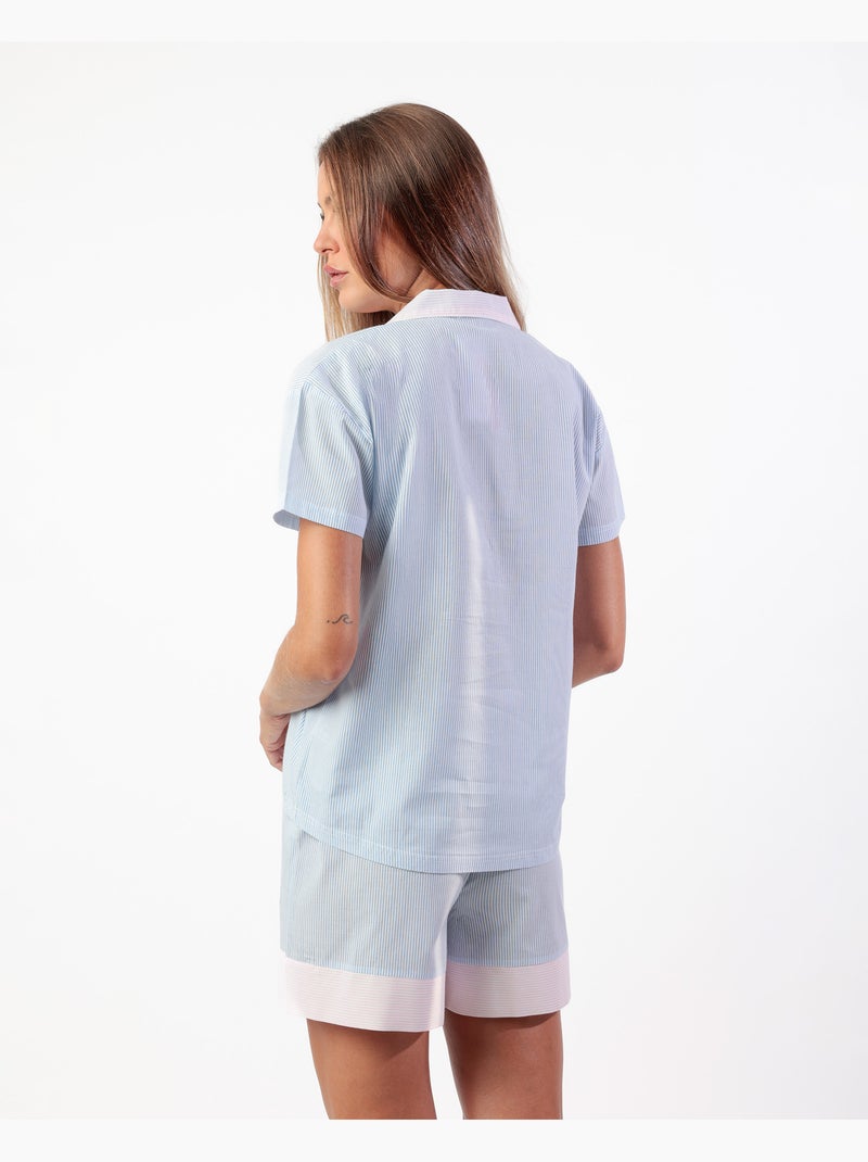 Pyjama rayé à manches courtes pour femme ADMAS HOME Bleu - Kiabi