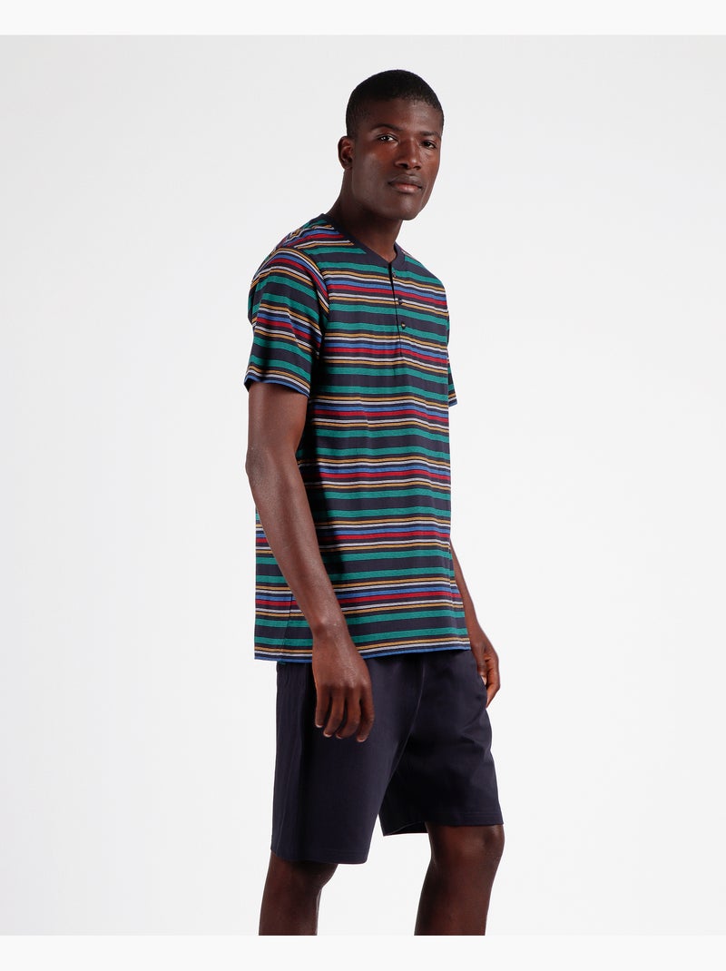 Pyjama rayé à manches courtes pour homme DIVER Never Stop Rolling Bleu marine - Kiabi