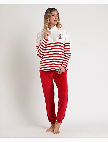 Pyjama rayé à manches longues pour femme Disney King Mickey