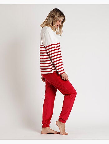 Pyjama rayé à manches longues pour femme Disney King Mickey