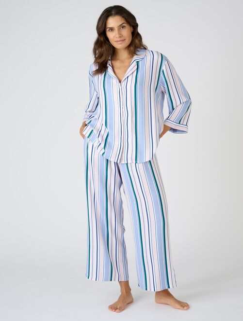 Pyjama rayé en pure viscose - Damart - Kiabi