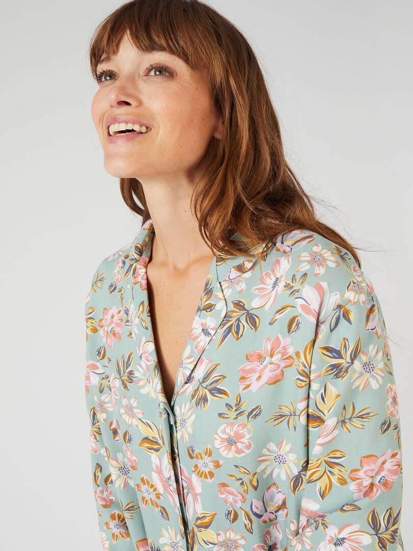 Pyjama rayé en pure viscose - Damart - Vert - Kiabi - 45.99€