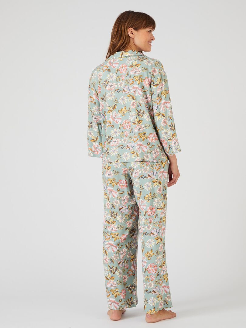 Pyjama rayé en pure viscose - Damart - Vert - Kiabi - 45.99€