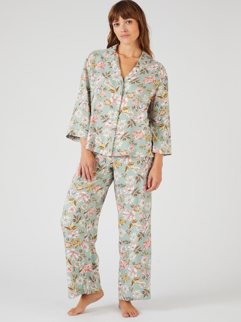 Pyjama rayé en pure viscose - Damart - Vert - Kiabi - 45.99€