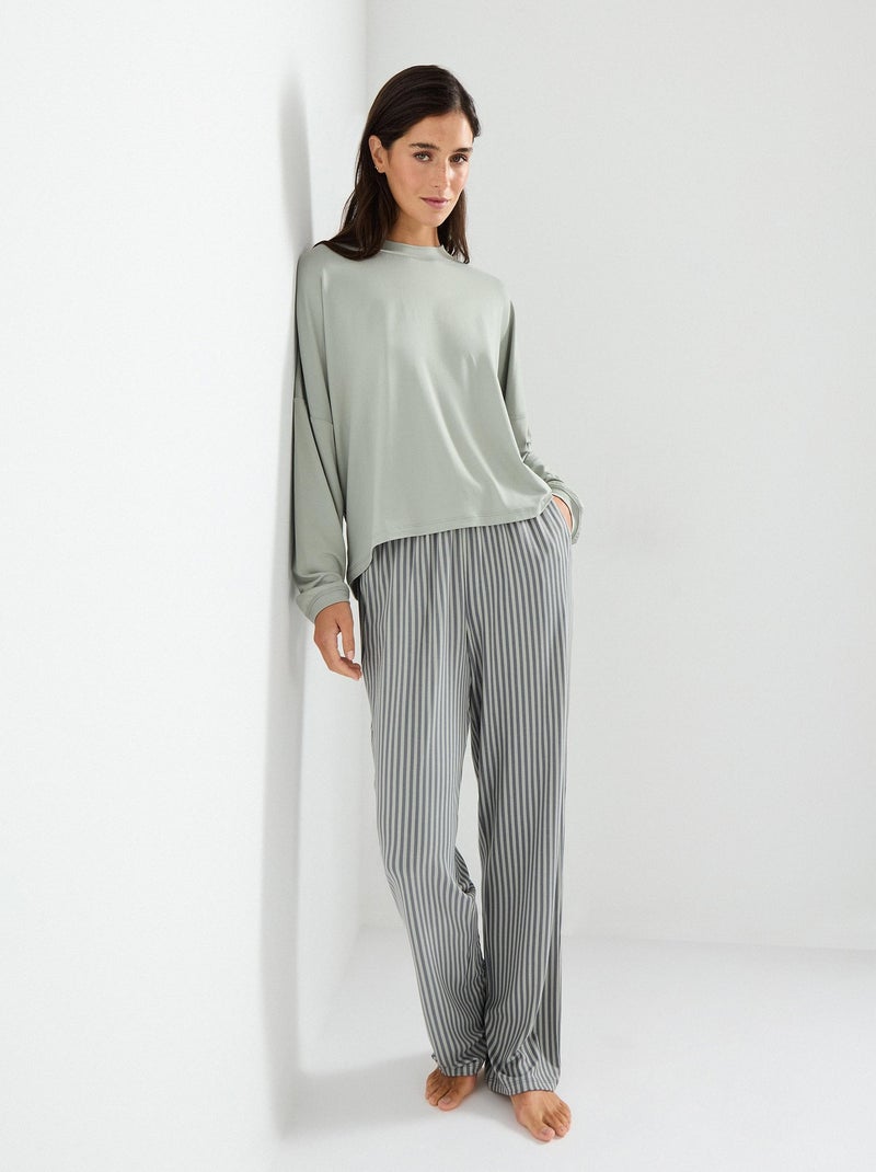 Pyjama rayé, MO Fashion - Gris - 19.99€ - Kiabi