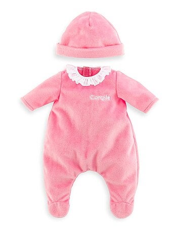 Pyjama rose et bonnet pour poupon 30 cm