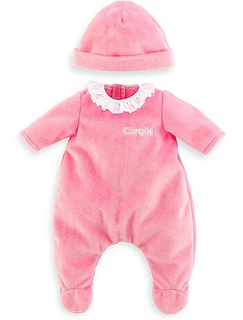 Pyjama rose et bonnet pour poupon 30 cm