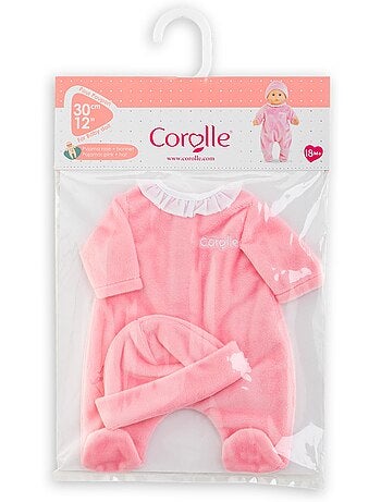Pyjama rose et bonnet pour poupon 30 cm