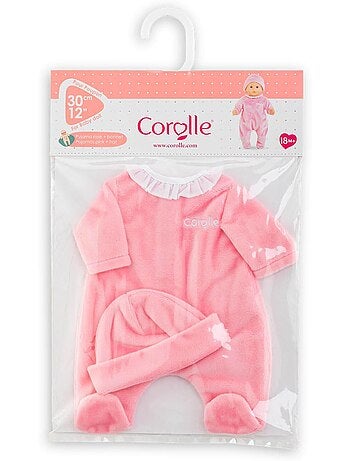 Pyjama rose et bonnet pour poupon 30 cm