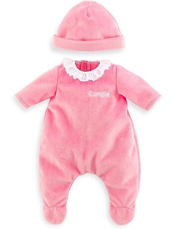 Pyjama rose et bonnet pour poupon 36 cm