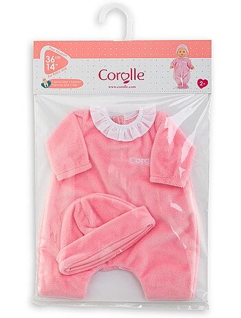 Pyjama rose et bonnet pour poupon 36 cm