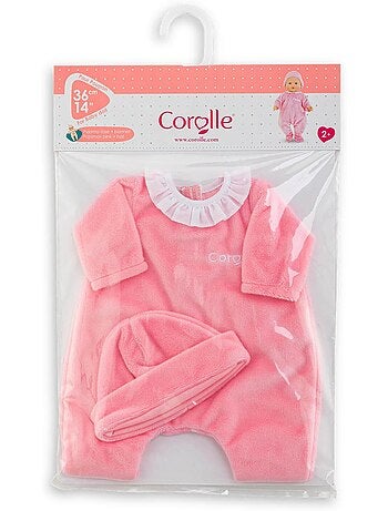 Pyjama rose et bonnet pour poupon 36 cm