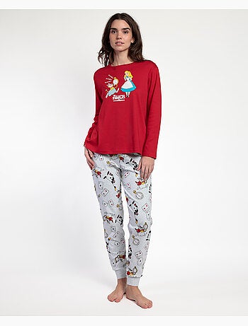 Pyjama rouge à manches longues Alice au pays des merveilles pour femme Disney