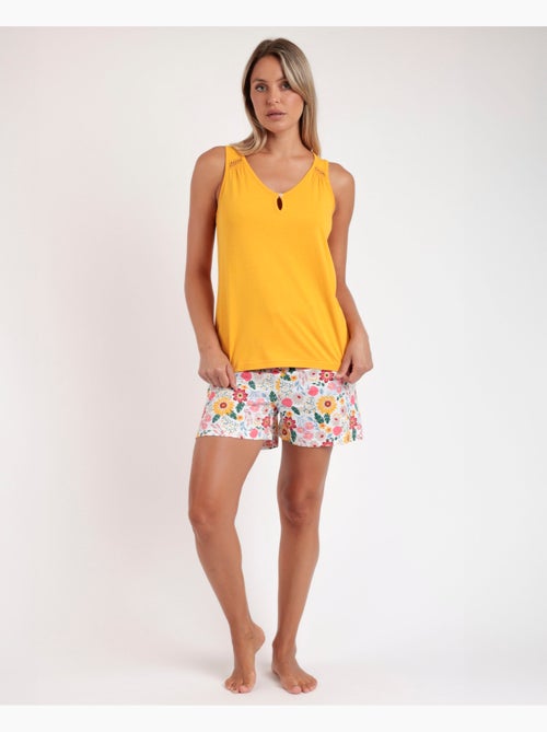 Pyjama sans manches à fleurs dorées pour femme ADMAS - Kiabi Pyjama sans manches à fleurs dorées pour femme ADMAS - Kiabi