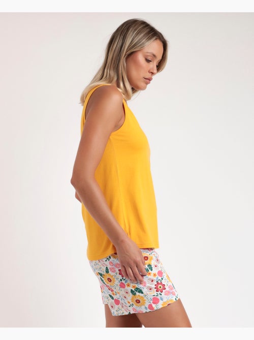Pyjama sans manches à fleurs dorées pour femme ADMAS - Kiabi Pyjama sans manches à fleurs dorées pour femme ADMAS - Kiabi