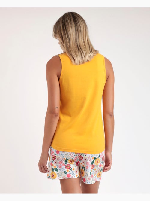 Pyjama sans manches à fleurs dorées pour femme ADMAS - Kiabi Pyjama sans manches à fleurs dorées pour femme ADMAS - Kiabi