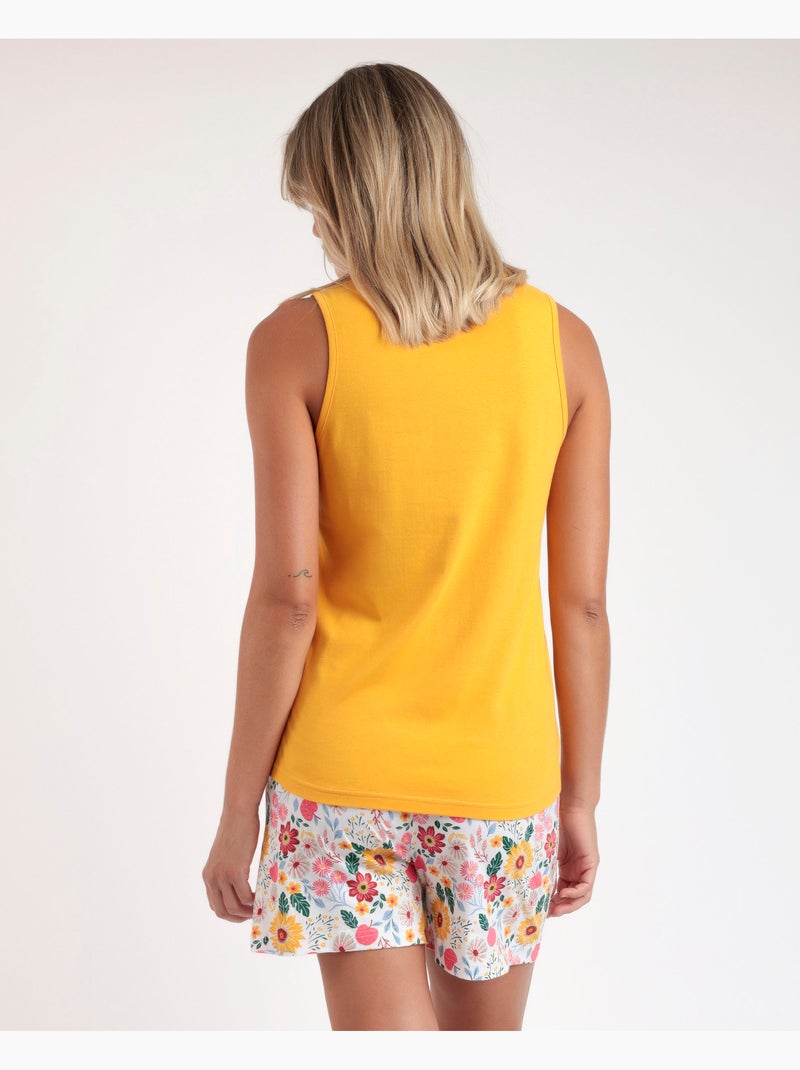 Pyjama sans manches à fleurs dorées pour femme ADMAS Moutarde - Kiabi