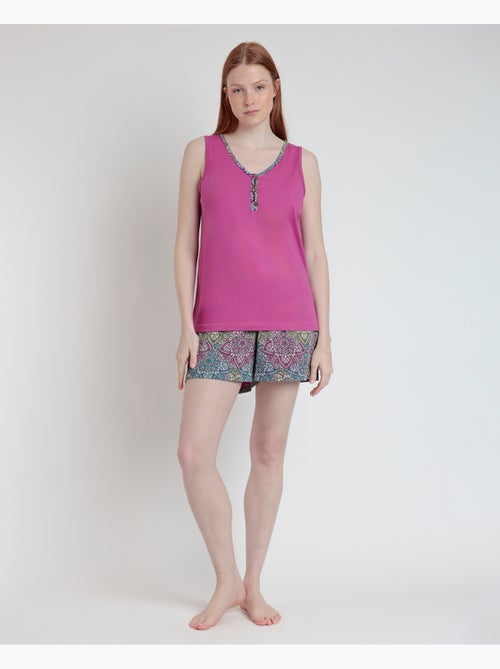 Pyjama sans manches à fleurs mandala ADMAS pour femme - Kiabi Pyjama sans manches à fleurs mandala ADMAS pour femme - Kiabi