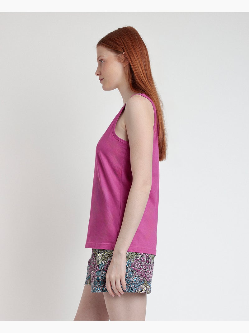 Pyjama sans manches à fleurs mandala ADMAS pour femme Violet/Rose - Kiabi