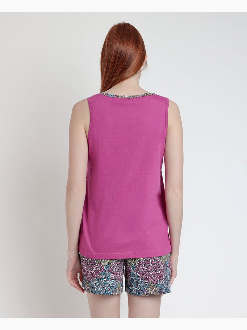 Pyjama sans manches à fleurs mandala ADMAS pour femme Violet/Rose - Kiabi