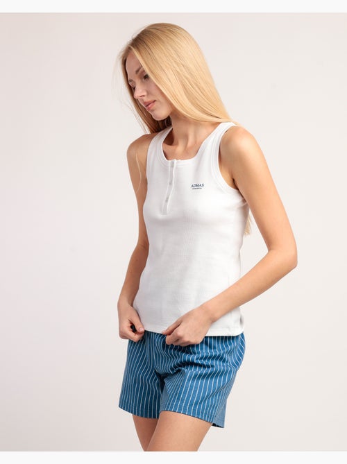 Pyjama sans manches à rayures classiques pour femme ADMAS CLASSIC - Kiabi Pyjama sans manches à rayures classiques pour femme ADMAS CLASSIC - Kiabi