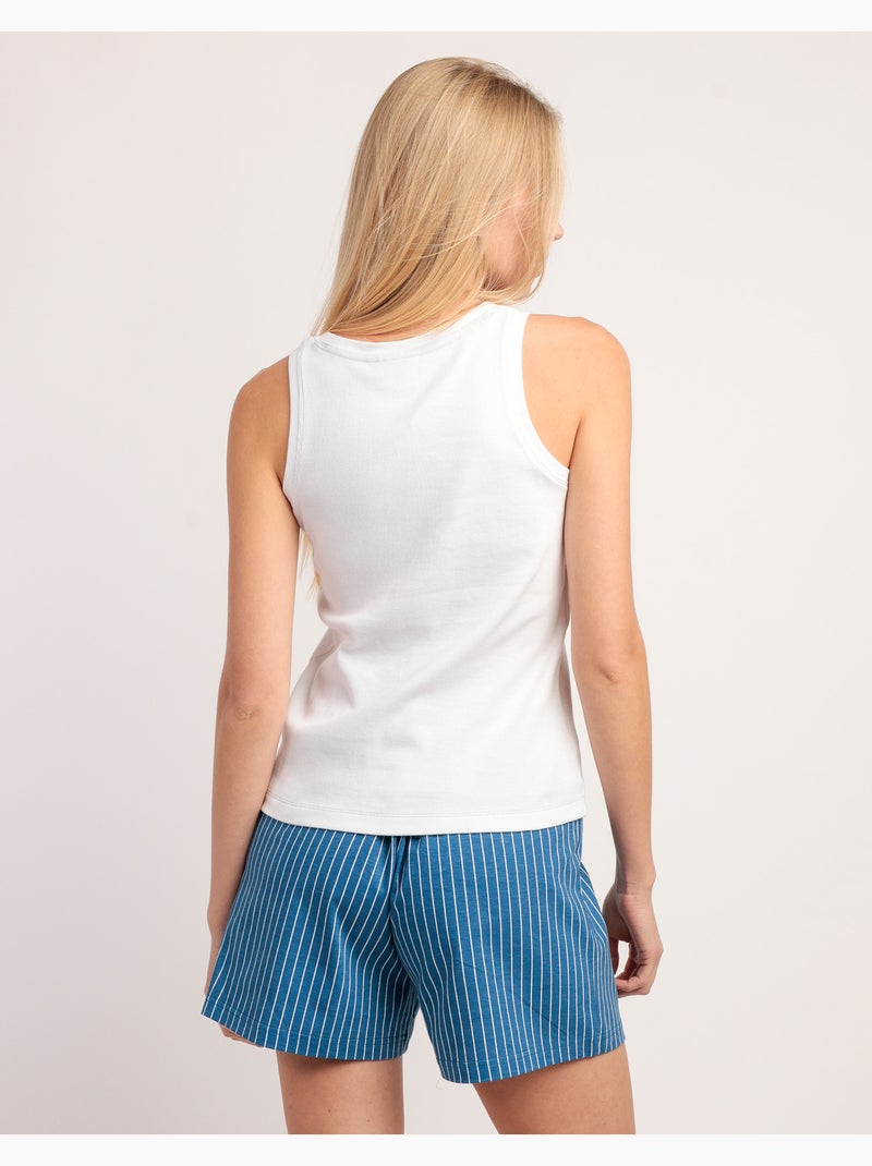 Pyjama sans manches à rayures classiques pour femme ADMAS CLASSIC Blanc - Kiabi