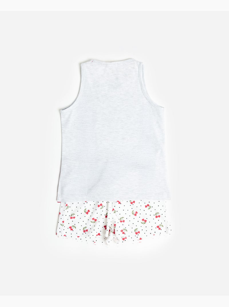 Pyjama sans manches ADMAS Cerises pour fille Gris chiné - Kiabi
