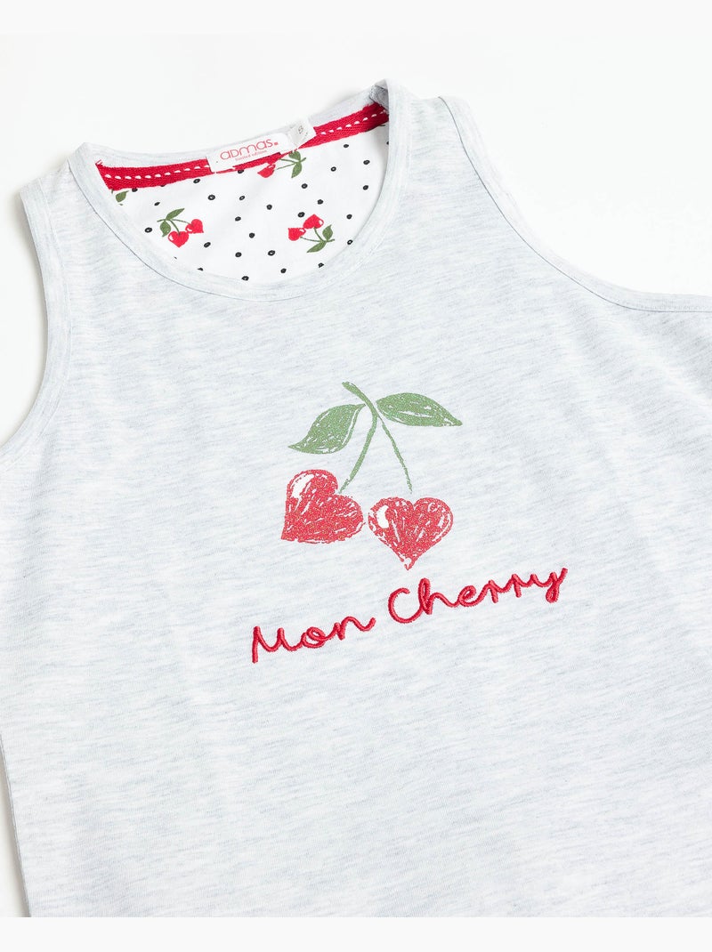 Pyjama sans manches ADMAS Cerises pour fille Gris chiné - Kiabi