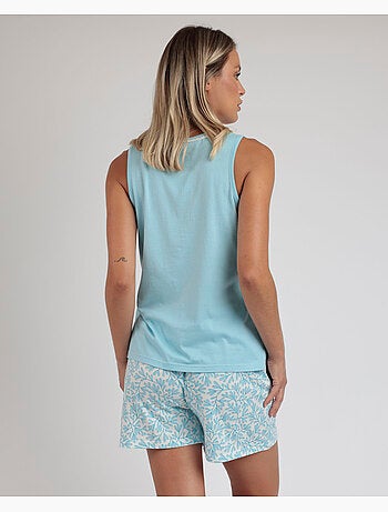 Pyjama sans manches ADMAS CLASSIC pour femme, motif feuilles printanières