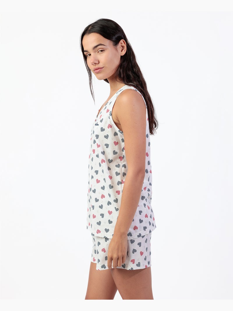 Pyjama sans manches ADMAS Ocean Lover pour femme Ecru - Kiabi