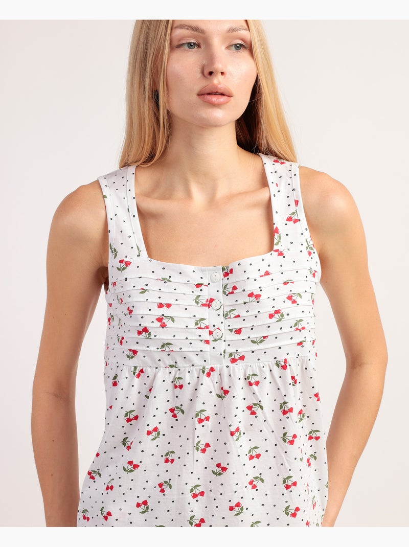 Pyjama sans manches cerise pour femme ADMAS Blanc - Kiabi