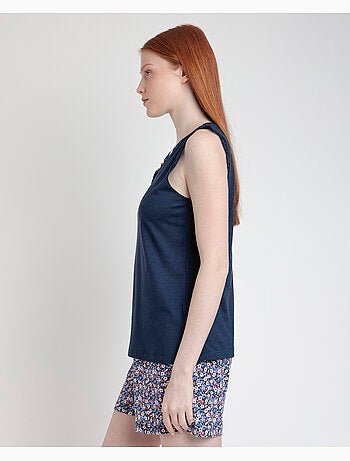 Pyjama sans manches Liberty bleu et rose ADMAS pour femme