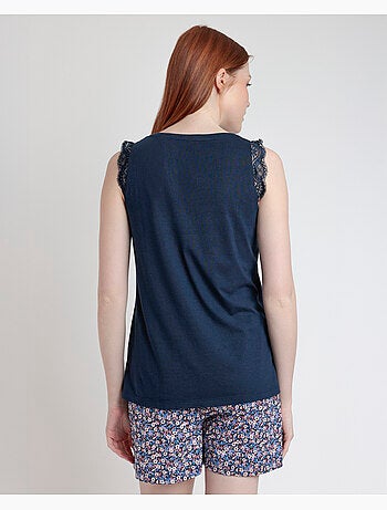 Pyjama sans manches Liberty bleu et rose ADMAS pour femme