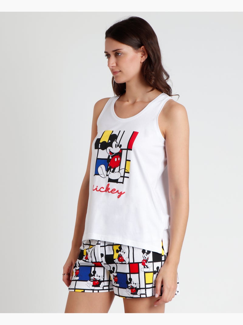 Pyjama sans manches Mickey Mondrian pour femme DISNEY Blanc - Kiabi