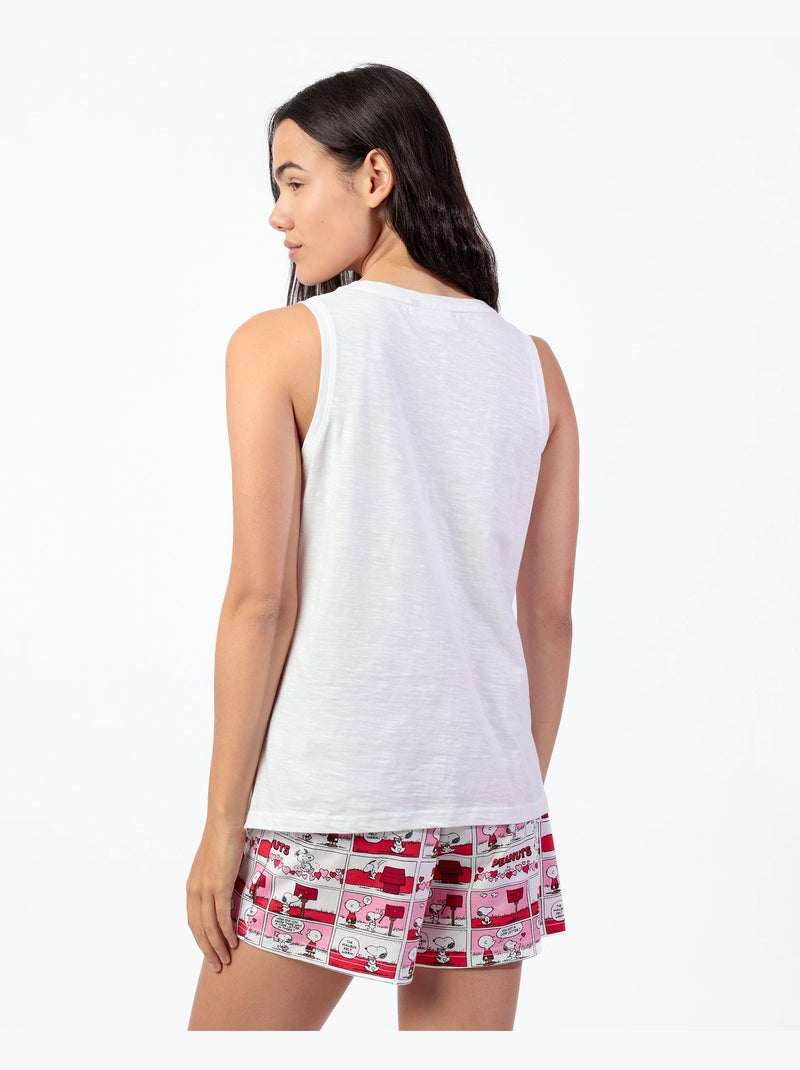 Pyjama sans manches PEANUTS Love Valentines pour femme Blanc - Kiabi
