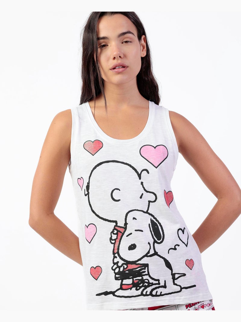 Pyjama sans manches PEANUTS Love Valentines pour femme Blanc - Kiabi