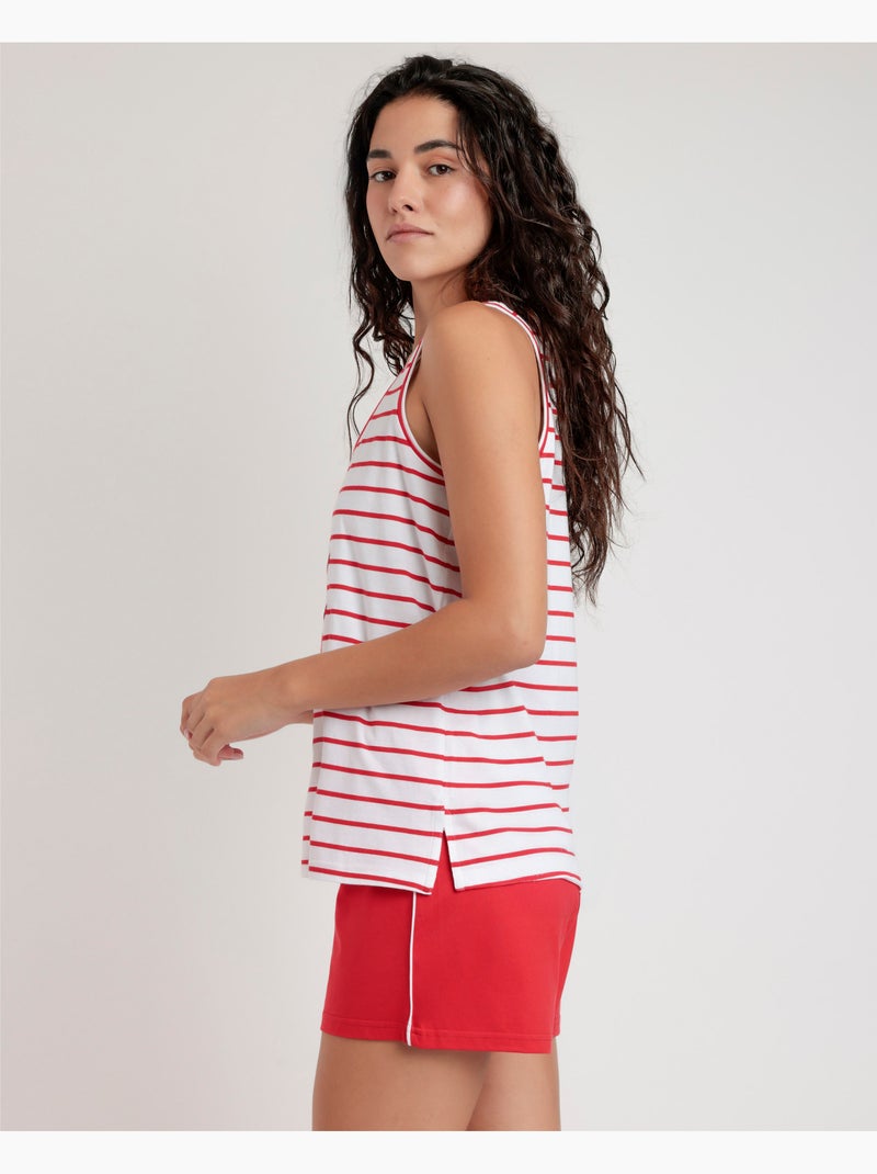 Pyjama sans manches pour femme ADMAS Sailor Club Rouge - Kiabi