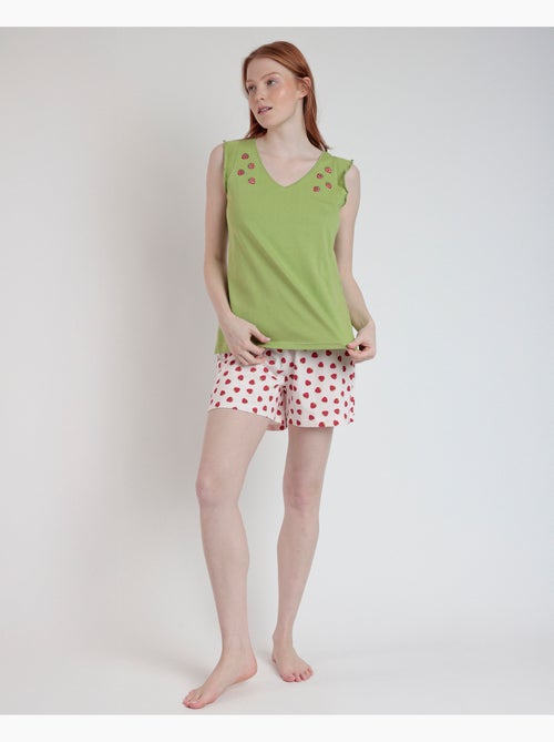 Pyjama sans manches pour femme ADMAS Strawberry Field - Kiabi
