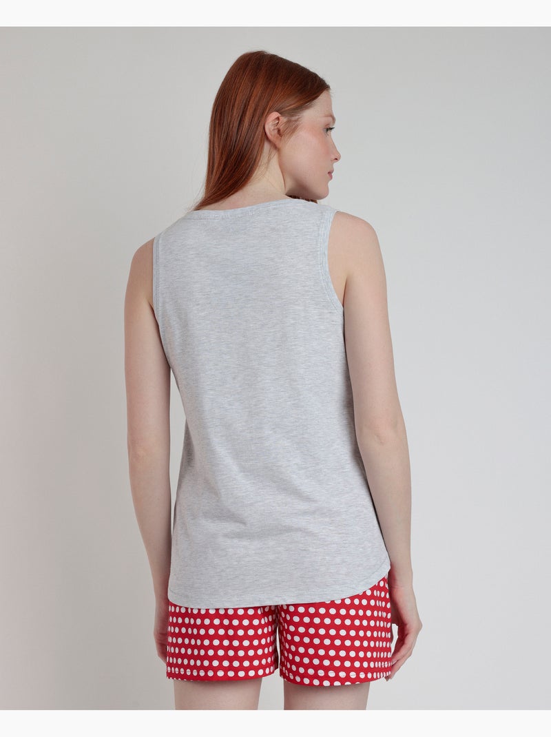 Pyjama sans manches pour femme Disney Generals Gris chiné - Kiabi