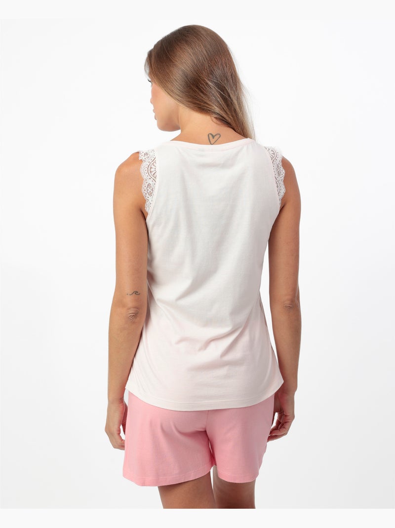 Pyjama sans manches Square Garden pour femme ADMAS GARDEN Rose clair - Kiabi