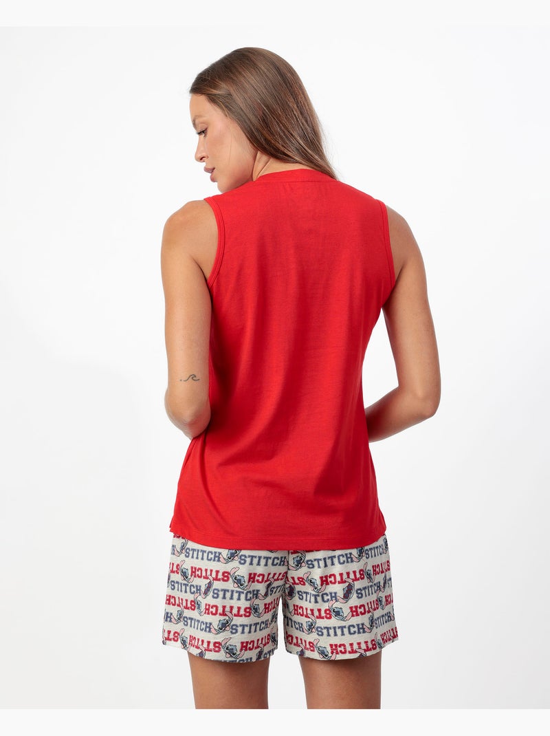 Pyjama sans manches Stitch University pour femme de Disney Rouge - Kiabi