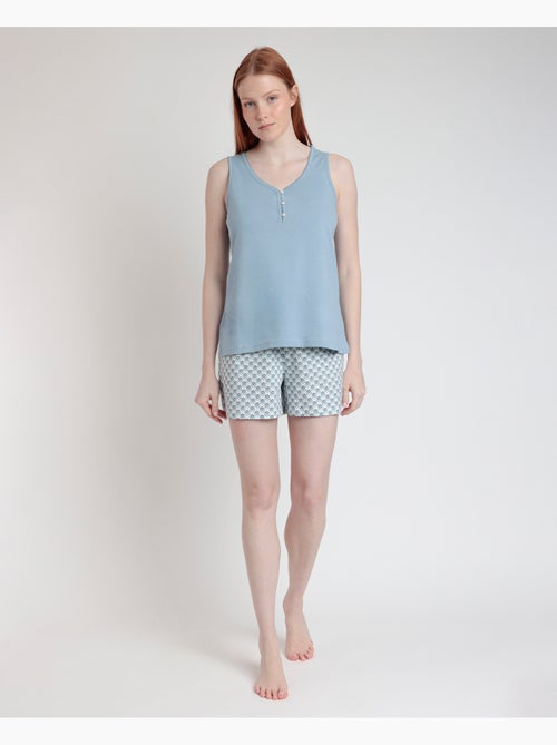 Pyjama sans manches style grec pour femme RESTEZ À LA MAISON - Kiabi Pyjama sans manches style grec pour femme RESTEZ À LA MAISON - Kiabi