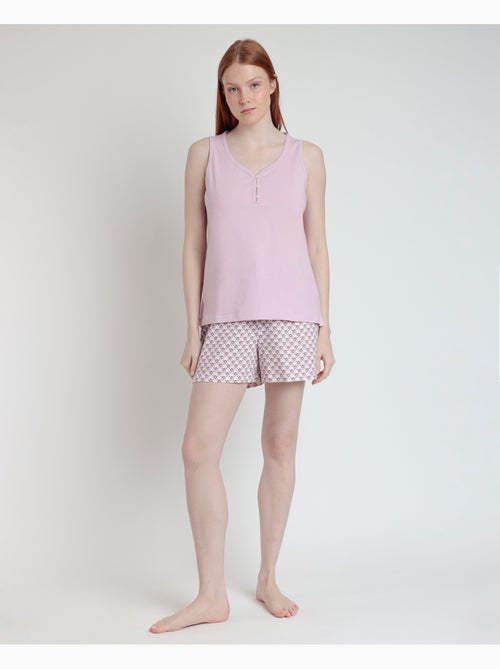 Pyjama sans manches style grec pour femme RESTEZ À LA MAISON - Kiabi Pyjama sans manches style grec pour femme RESTEZ À LA MAISON - Kiabi