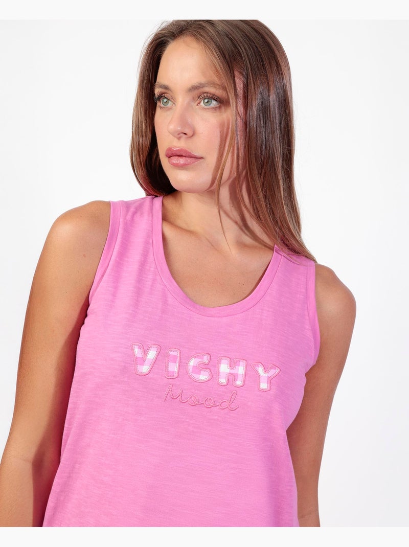 Pyjama sans manches Vichy Mood pour femme ADMAS Rose - Kiabi