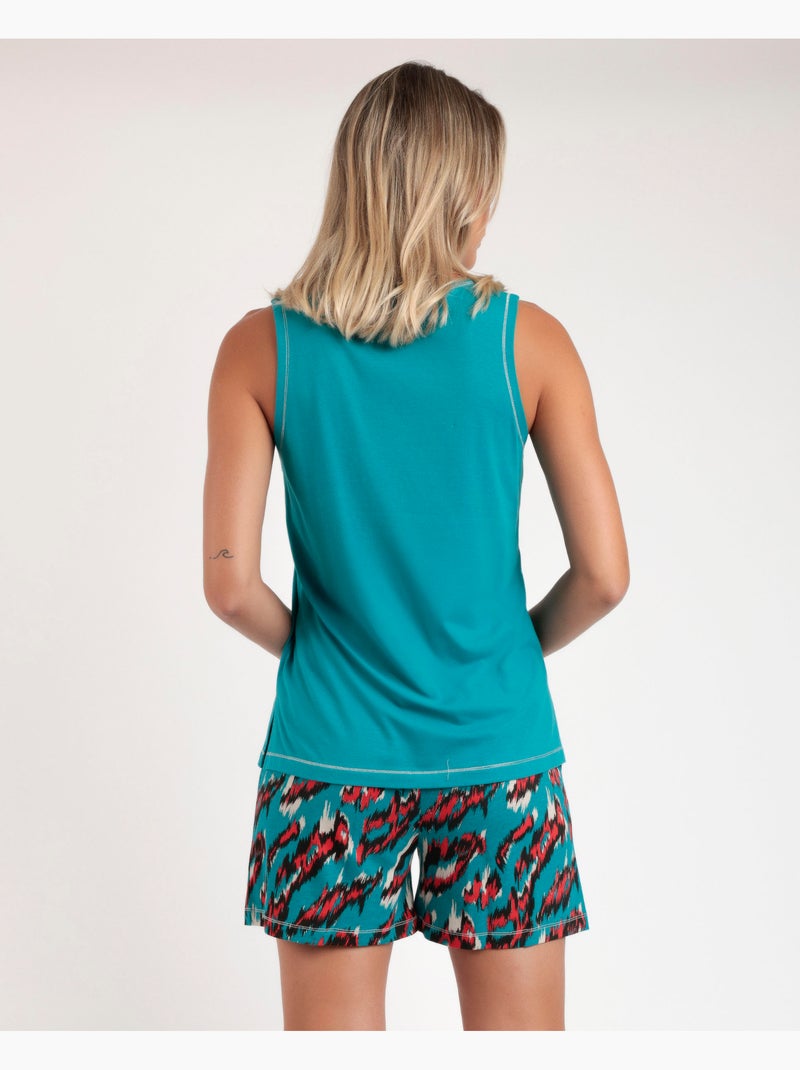 Pyjama sans manches Wild Safari pour femme ADMAS Bleu marine - Kiabi