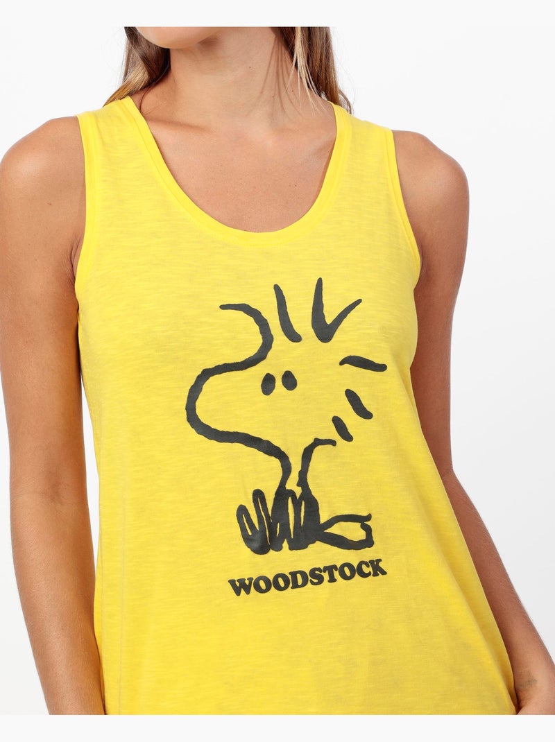 Pyjama sans manches Woodstock pour femme PEANUTS Bleu Jaune - Kiabi