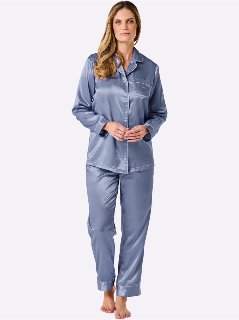 Pyjama Satin - Taille Standard - Witt Bleu - Kiabi