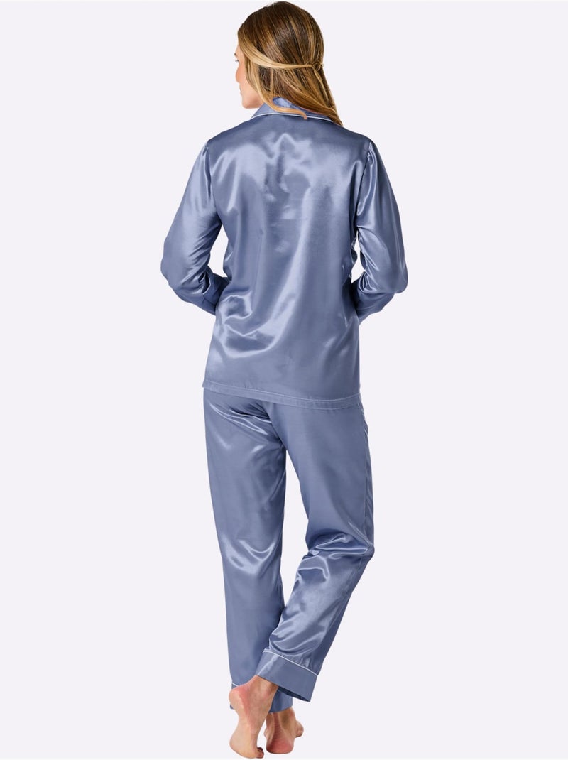 Pyjama Satin - Taille Standard - Witt Bleu - Kiabi