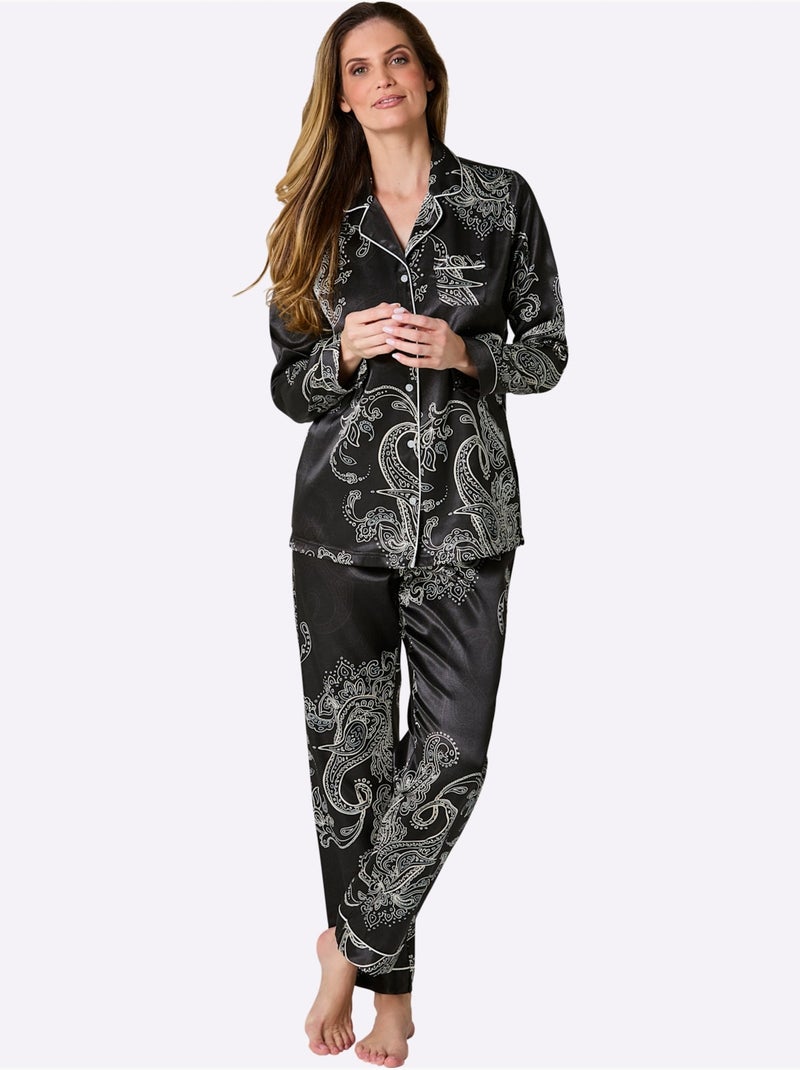 Pyjama Satin - Taille Standard - Witt Noir Blanc - Kiabi