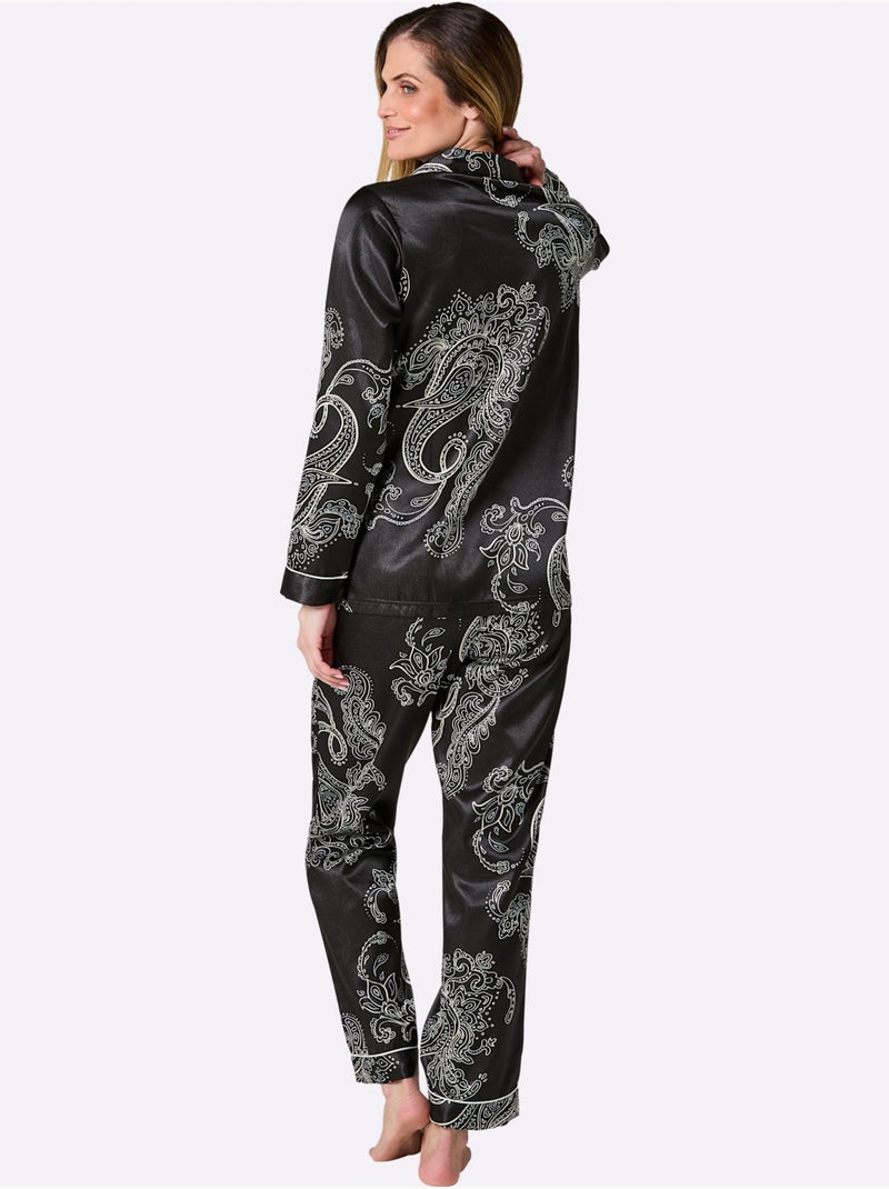 Pyjama Satin - Taille Standard - Witt Noir Blanc - Kiabi